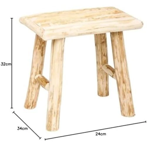 Zoom sur Tabouret en Bois Atmosphera Woody, Design Rustique, Confort et Élégance