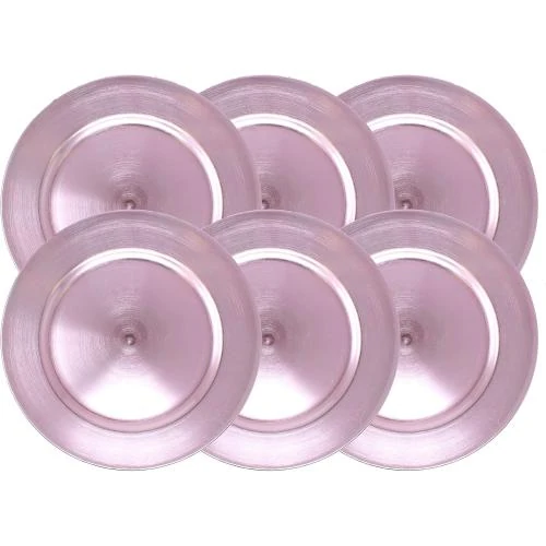 Détail de Assiettes de présentation aluminium, plastique épais, rose pale
