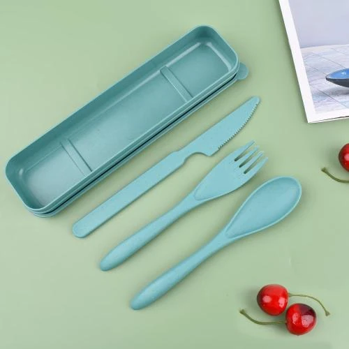Zoom sur Couverts réutilisables, étui, 39 ustensiles portables verts