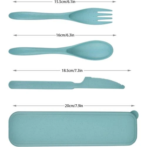Détail de Couverts réutilisables, étui, 39 ustensiles portables verts