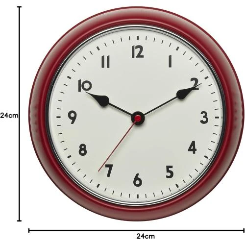 Détail de Horloge Murale TFA Dostmann, Analogique, Radio Pilotée, Rouge