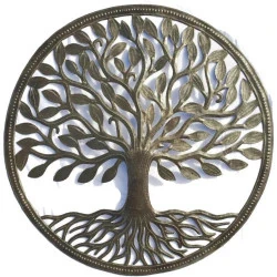 Sculpture Murale Arbre de Vie, Métal Recyclé, Artisanat Haïtien