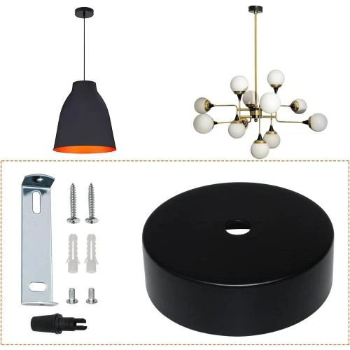 Zoom sur Auvent Plafond Noir, 2 Pcs Rosace, Cache Fil Lustre