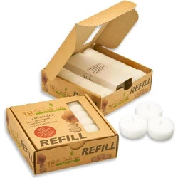 Bougies Eco Refill Smart Planet, Lot 18, Blanc, Sans parfum
