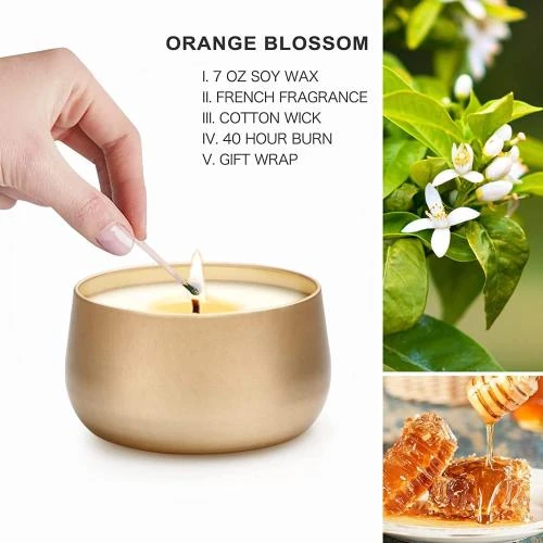 Zoom sur Bougies Parfumées TOFU, Cire de Soja, Fleurs D'oranger