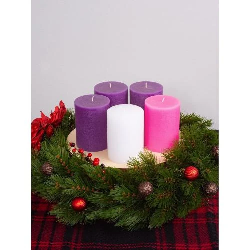 Zoom sur Bougies pilier CANDWAX, 5 pièces, rustiques, violet