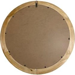 Miroir mural rond rustique bois, décoratif blanc en situation