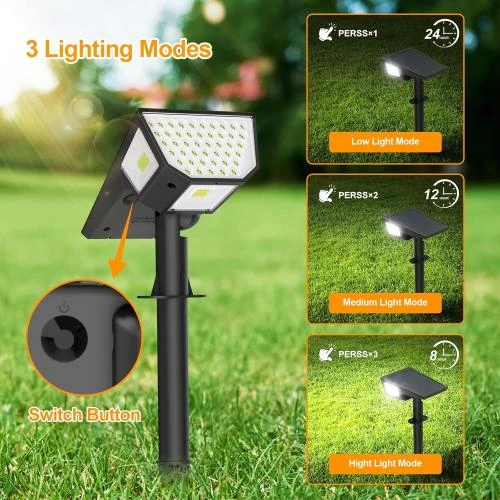 Détail de Spot Solaire Extérieur 63 LED, Éclairage Étanche IP67, Blanc Froid