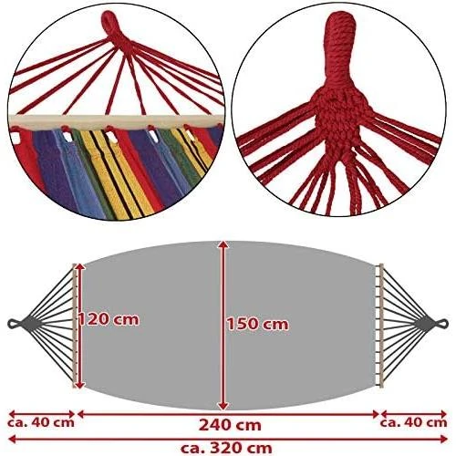 Zoom sur Hamac Double Suspendu avec Barre - Confort et Qualité Supérieure