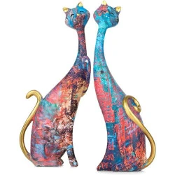 Sculptures décoratives chats résine 2PCS Masteymoh