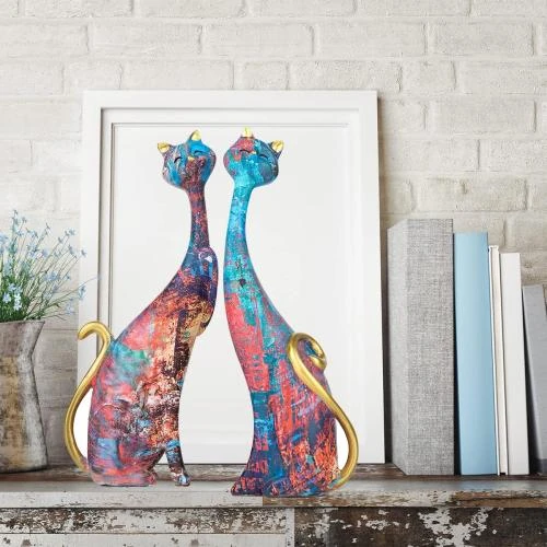 Zoom sur Sculptures décoratives chats résine 2PCS Masteymoh