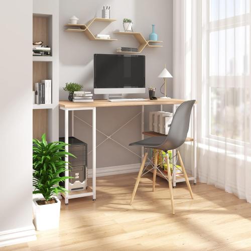 Présentation de Table Bureau WOLTU TSB31, Aggloméré, Acier, Blanc, Chêne Clair en situation