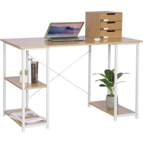 Table Bureau WOLTU TSB31, Aggloméré, Acier, Blanc, Chêne Clair - Vue principale