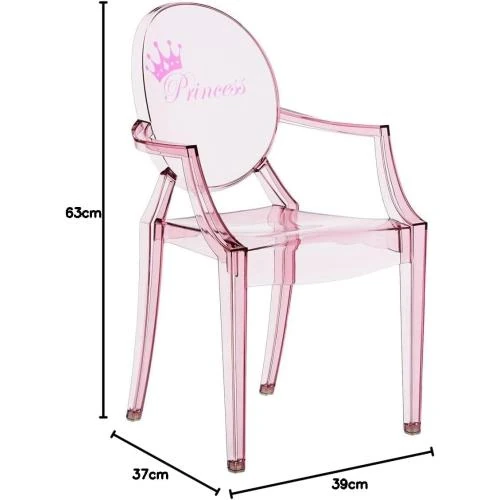 Détail de Chaise Kartell Lou Ghost, design moderne, rose