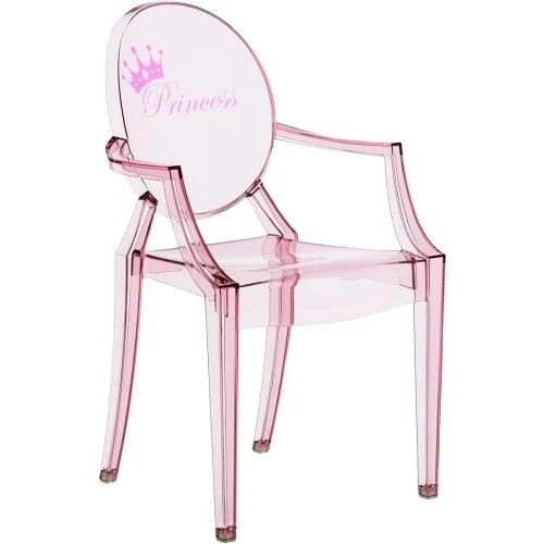 Zoom sur Chaise Kartell Lou Ghost, design moderne, rose
