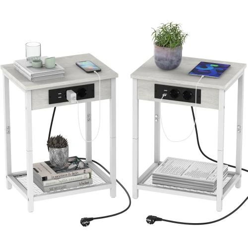Tables de chevet modernes, station de charge, rangement - Vue principale
