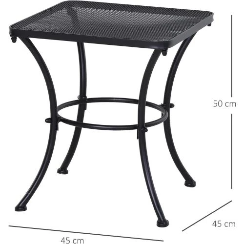 Zoom sur Table Basse Carrée Bistro Jardin Noir, Outsunny