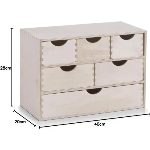 Zoom sur Coffret 6 Tiroirs Bouleau Zeller, Rangement Pratique