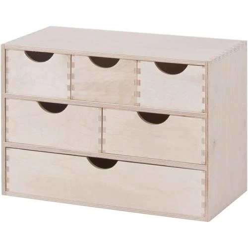 Détail de Coffret 6 Tiroirs Bouleau Zeller, Rangement Pratique