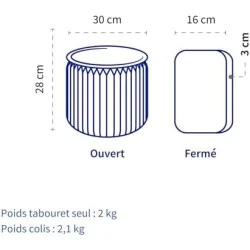Tabouret Pliable STOOLY en Carton Recyclable et Paille Tressée en situation