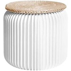 Tabouret Pliable STOOLY en Carton Recyclable et Paille Tressée