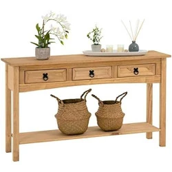 IDIMEX Console Bois Massif, Meuble Rangement Entrée Salon, 3 Tiroirs