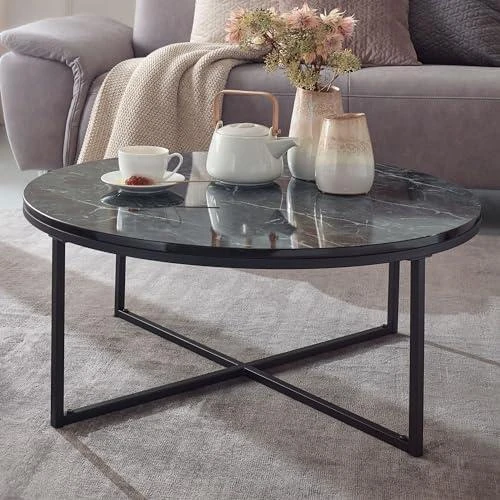 Détail de Table Basse Effet Marbre - Design Moderne et Élégant