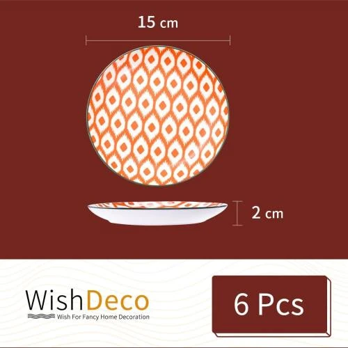 Zoom sur WishDeco Assiettes Dessert Colorées, Porcelaine, 6 Pièces