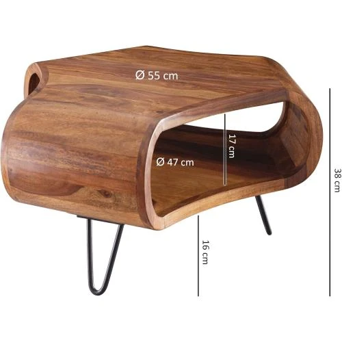 Zoom sur Table basse KADIMA DESIGN bois Sheesham, salon moderne