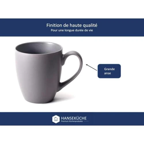 Zoom sur Hansekuche, Lot 6 Tasses Café Céramique Multicolores