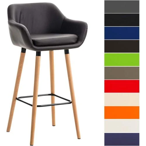 Détail de Tabouret Bar CLP Similicuir Marron, Design Scandinave