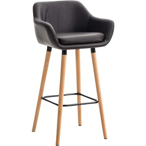 Tabouret Bar CLP Similicuir Marron, Design Scandinave - Vue principale