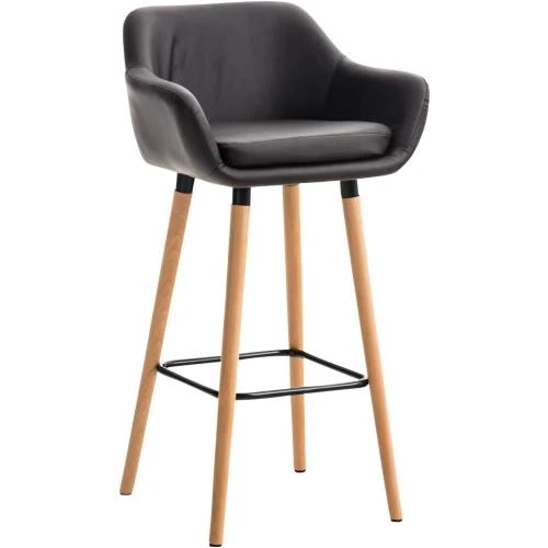 Zoom sur Tabouret Bar CLP Similicuir Marron, Design Scandinave