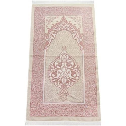 Tapis de prière Musulman ihvan online, doux, rose, élégant en situation