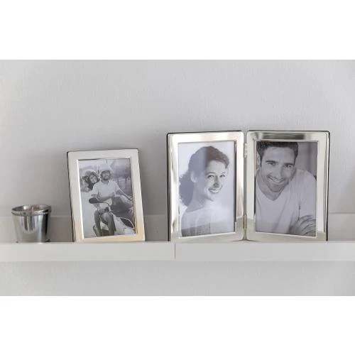 Zoom sur Cadre photo double Salerno, argenté, résistant ternissement