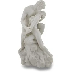 Statue Amoureux, Sculpture Nue, Finition Marbre Blanc