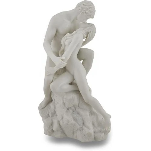 Statue Amoureux, Sculpture Nue, Finition Marbre Blanc - Vue principale