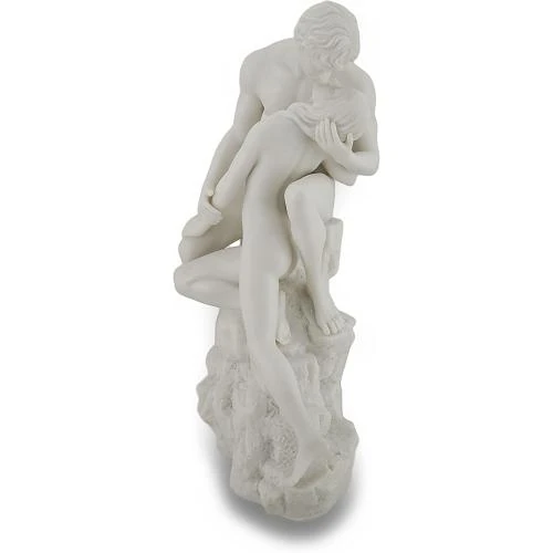 Zoom sur Statue Amoureux, Sculpture Nue, Finition Marbre Blanc