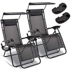 Garden Mile, Paquet 2 Chaises Longues Noires Inclinables