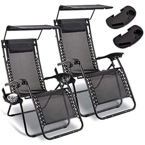 Garden Mile, Paquet 2 Chaises Longues Noires Inclinables - Vue principale