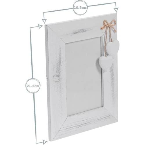 Zoom sur Cadre Photo Bois Blanc Coeurs, Lot de 2