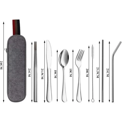 Détail de Ustensiles portables réutilisables 8 pièces N\A, gris