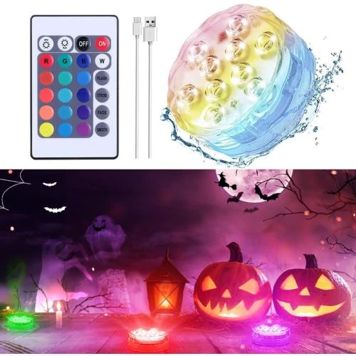 Lumières LED submersibles rechargeables, télécommande, étanches - Vue principale