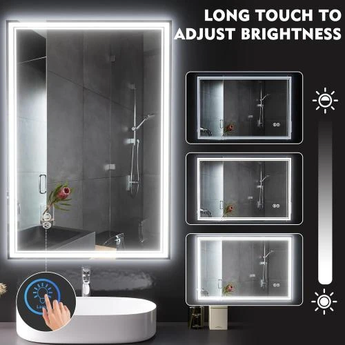 Zoom sur Miroir salle de bain LED Lvifur, anti-buée, 3 couleurs