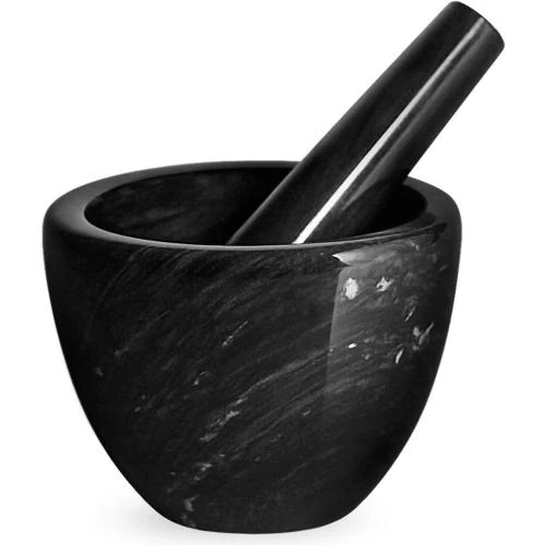 Mortier Pilon Marbre Noir Home, Ustensile Cuisine - Vue principale