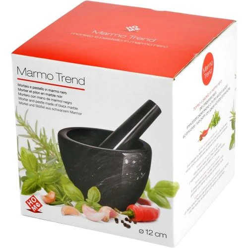 Zoom sur Mortier Pilon Marbre Noir Home, Ustensile Cuisine