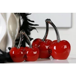 Sculpture moderne ceramique rouge, cerise, design contemporain
