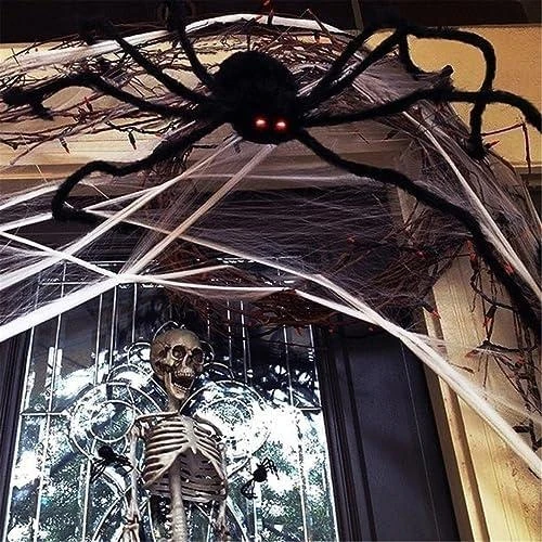 Zoom sur Araignée Halloween Géante, Décorations Extérieures Effrayantes
