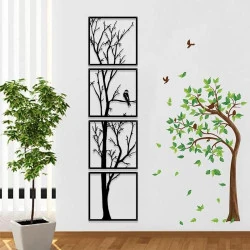 Décorations murales arbre en métal, lot de 4, maison, jardin