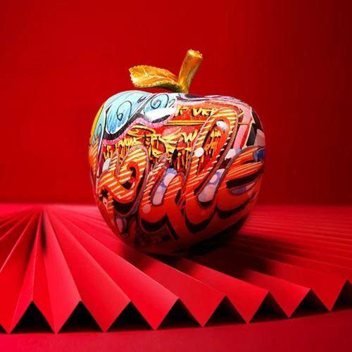 Zoom sur Fenteer Sculpture Résine Apple, Décor Créatif Coloré